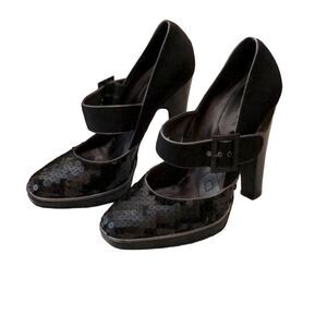 Alberta Ferretti Sequin Mary Jane Heels Size 8